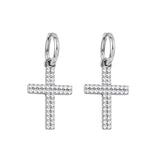 Orecchino croce strass